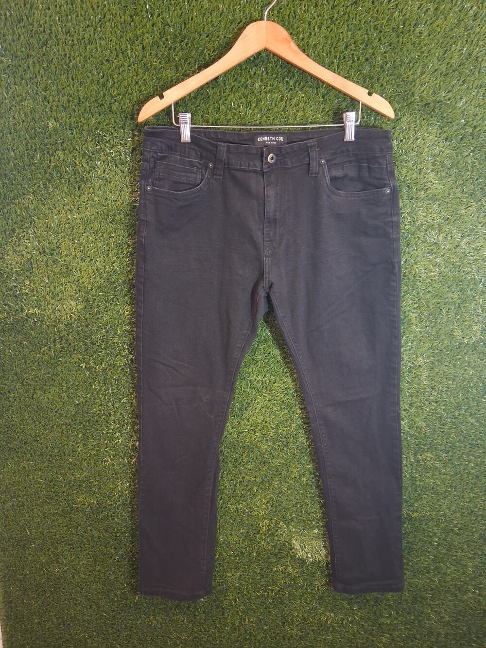 KENNETH COLE Men’s Black Jeans Size 36x32 Straight Slim Fit Denim Pants NY